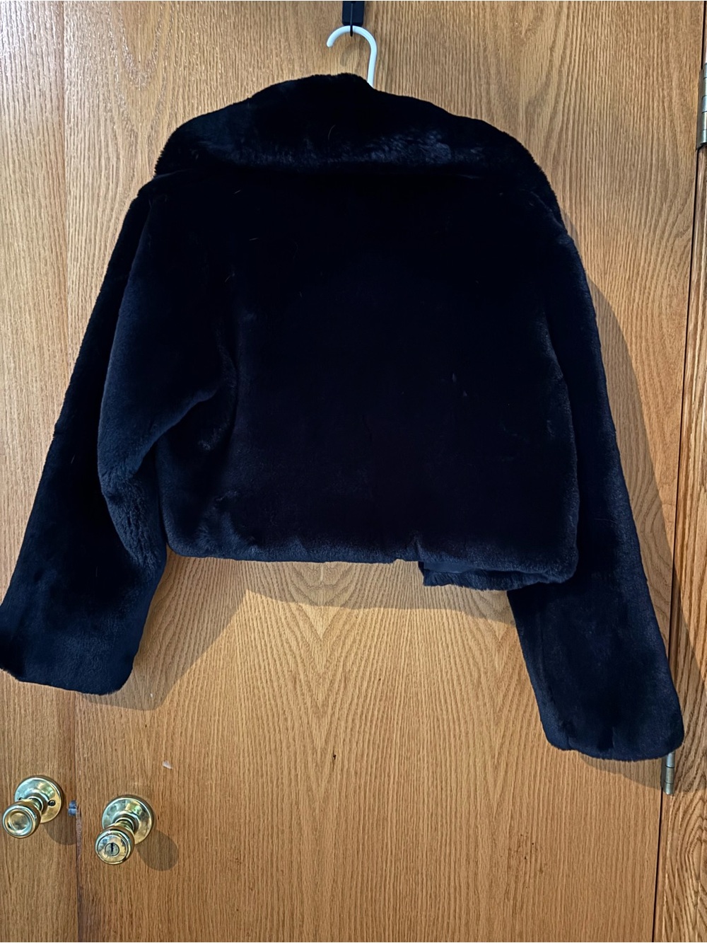 AKIRA Black Plush Cropped Teddy Jacket - Picture 3 of 8